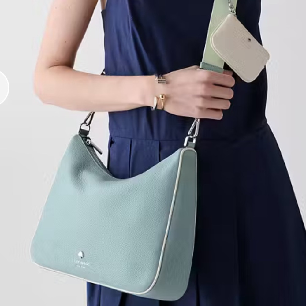 ♠️kate spade NWT Multi Emma Pebbled Leather Crossbody Bag w Cream Coin Pouch